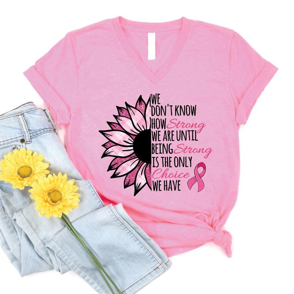NWT Love In Faith Pink V-Neck Short Sleeve Tee with Flower Graphic